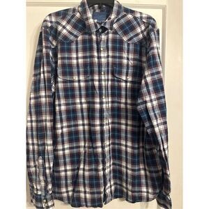 Lucky Brand True Indigo Men's XL Shirt Twill Plaid Flannel Outdoor Multicolor